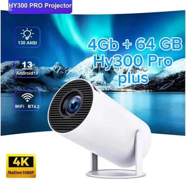 Hy300 Pro, HY320 Big, HY260 Pro HCS 350 Max Android 13 – 1080p Support, 30000h LED Projector for Home Cinema and Portable Use