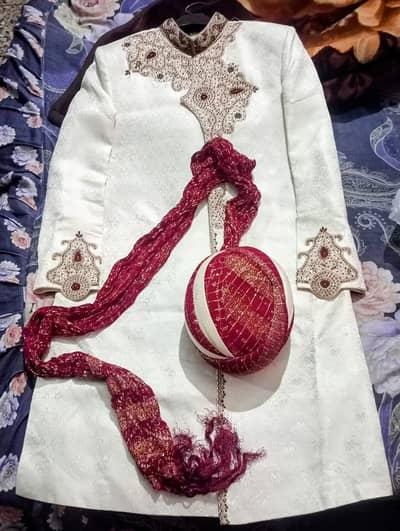 sherwani and kulla almost new condition for sale