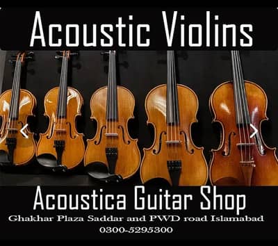Quality violin collection at Acoustica guitar shop