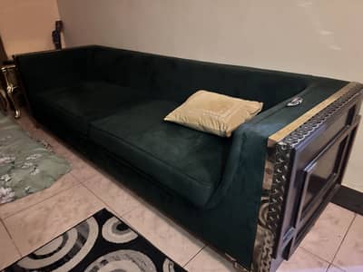 Green velvet sofas