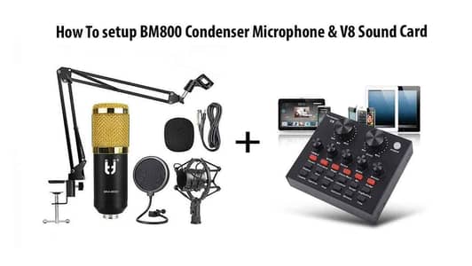V8 Bm-800 Podcast Mic Set With Live Sound Card,condenser Microphone W
