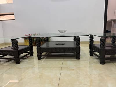 Center Table with two side tables (set of three(