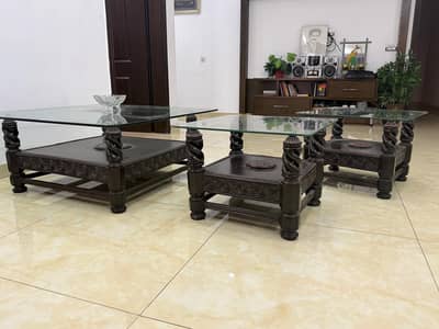 Center Table with two side tables (set of three(