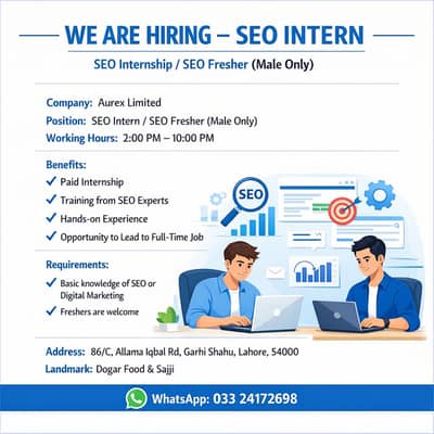 SEO Internship / SEO Fresher (Male Only)