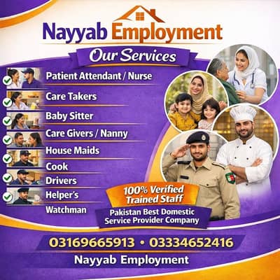 Nurse , Care Taker ,Baby sitter ,Patient attendant , Maids , Drivers