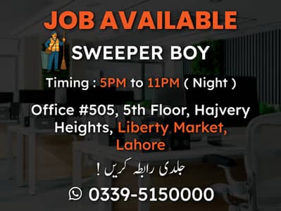 We are hiring a Sweeper Boy for our software house.