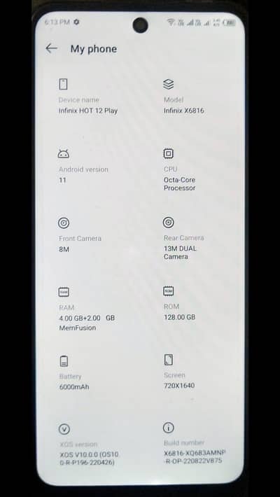 Infinix hot12 play  call 03225569161