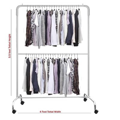 Double Layer Clothing Rack with Wheels free home delivery