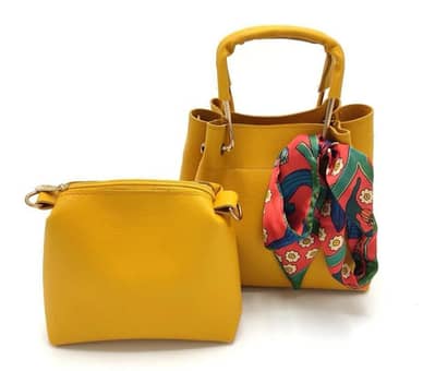 Women pu Leather Plain Handbag set