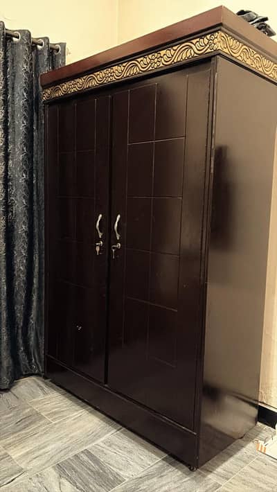 Queen Bed, Side Table and Cupbaord Set