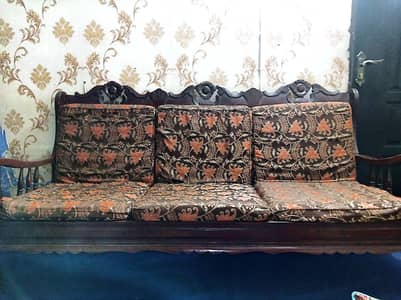 5 seater [3+2] solid wooden sofa set _ strong & Durable_Good Condition