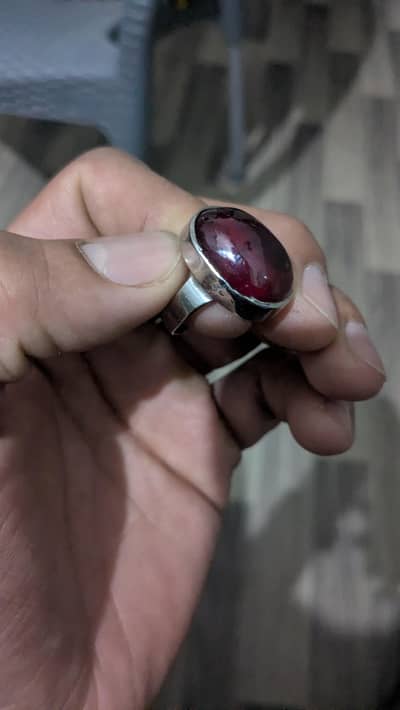 Chandi Ring Yaqoot stone