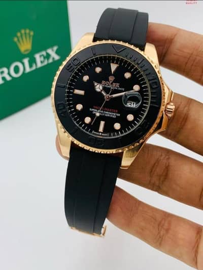 Rolex Stainless Steel Rubber Strap Watch