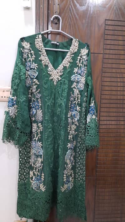 Long shirt with trouser dupatta lace