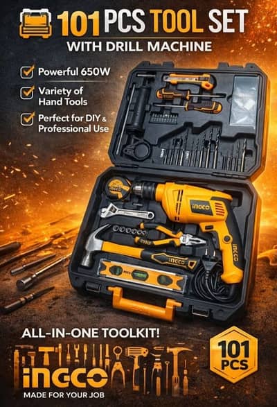 INGCO 101 PCS TOOL SET WITH DRILL MACHINE