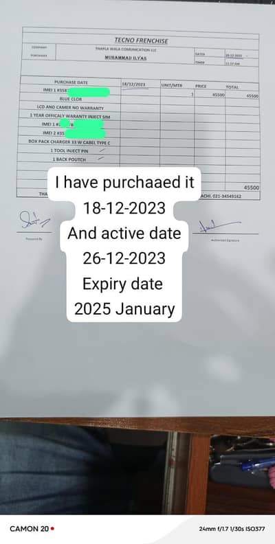 Tecno camon 20  8+5 (13 GB 256 GB)