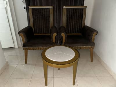Elegant wooden High seat Chair with Coffee table