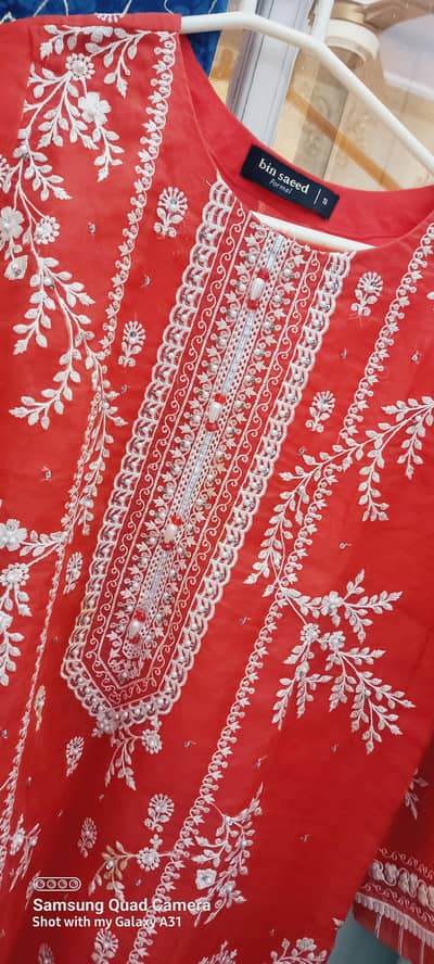 2 piece organza embroided dress