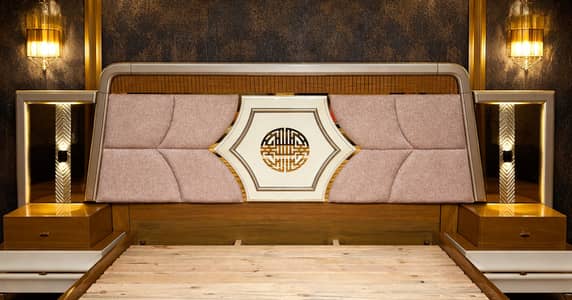 Luxury King Size Bed Set with Side Tables – Designer Headboard – Heavy