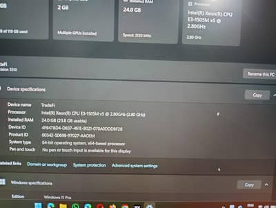 Dell XPS i7 7th Gen, Xeon(R) CPU E3-1505M v5 2.8ghz