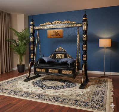 Product: Sawati 100% Seasoned Sheesham Red Wood Black and Gold Jhula