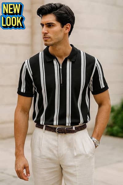 Old Money Strips Zip Printed Tshirts