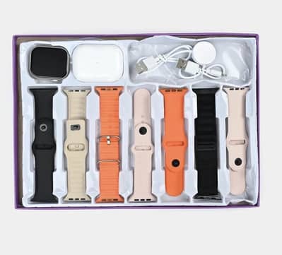 Smart Watch Ultra + M10 Earbuds Combo - 7 Straps - Brand New Box Pack