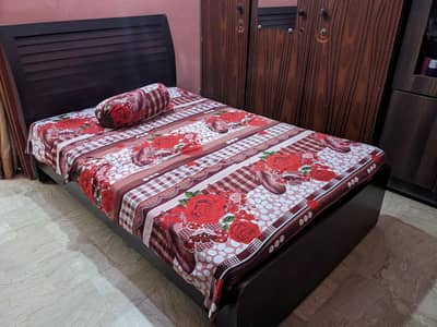 wooden bed with mattress urgent sale