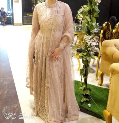 walima bridal Rose gold maxi with embellished work