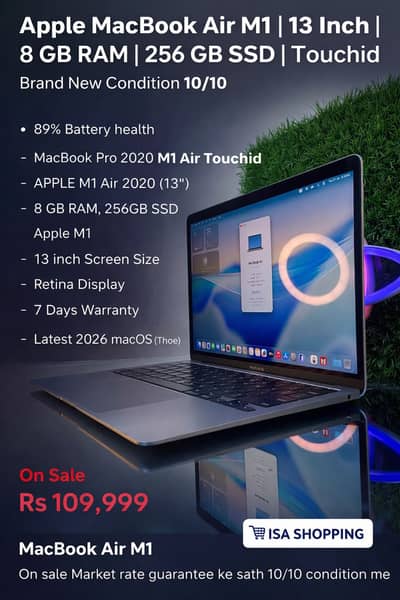 Apple MacBook Air M1 8GB 256GB TouchID Sale ISA SHOP  03215984936