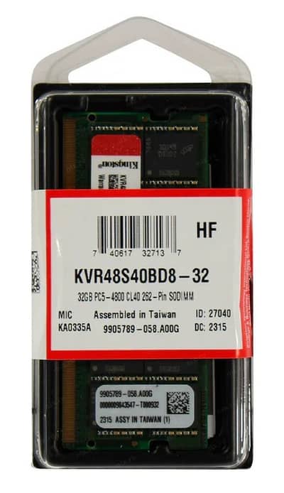KINGSTON SODIMM 32GB DDR5 LAPTOP MEMORY 4800MHZ CL40 1.1V 262-PIN RAM!