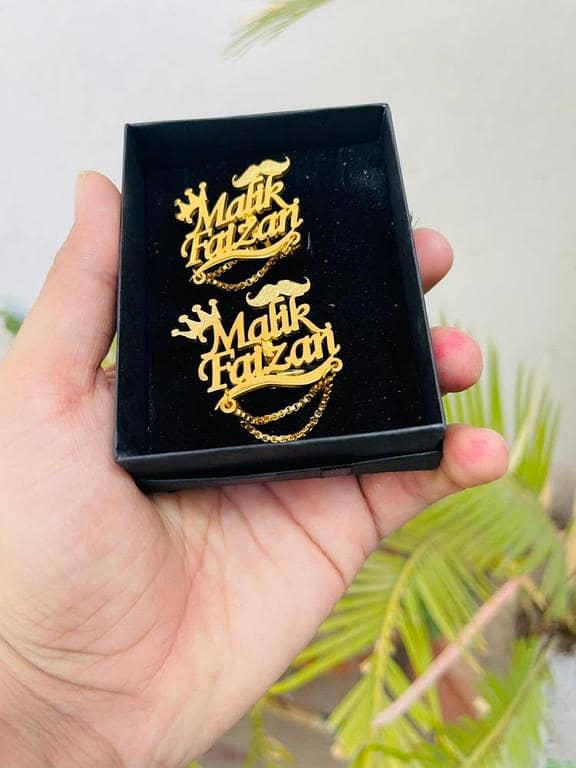 Customize Name Cufflinks Silver/Gold Color Any Name Chain Design