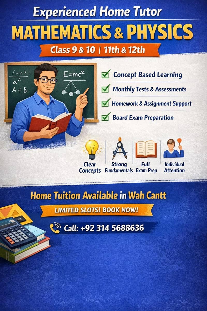Experienced Home Tutor for Math & Physics (9th–12th) 0