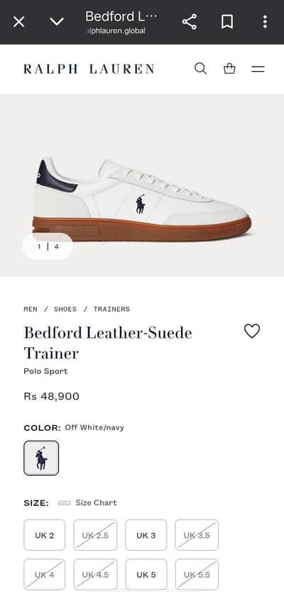Brand New Original Polo Ralph Lauren Bedford Leather-Suede Trainers