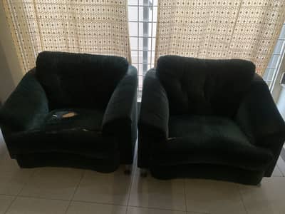 Green sofas