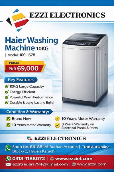 haier 10KG washing machine model 100-1678 brand new