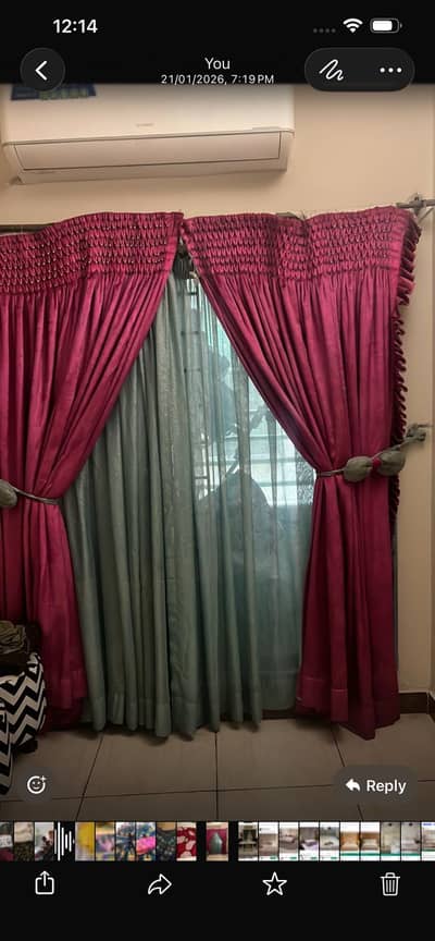 Pink double curtain
