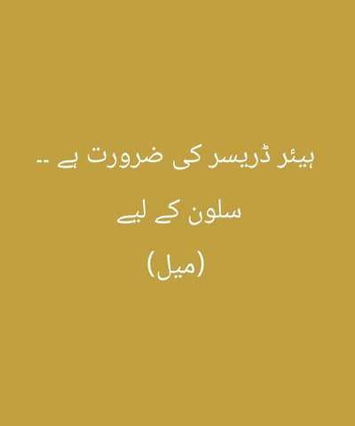 سلون کے لیے ہیئر ڈریسر کی ضرورت ہے