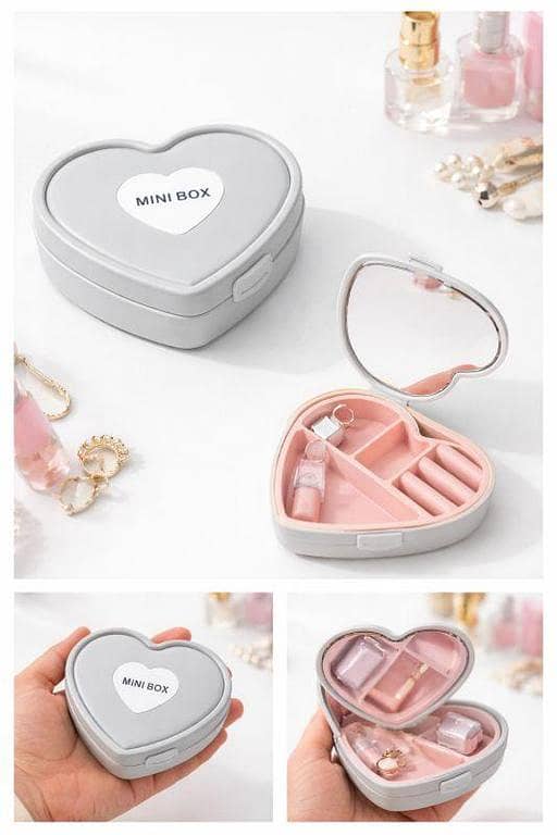 Heart-Shaped Mini Storage Box with Mirror | Cute & Compact Organizer