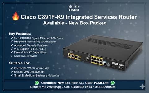 Cisco C891F-K9 ISR Router | Cisco | Switches |  Services Router | Sale