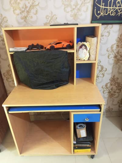 Computer Table / Study Desk with Shelves & Drawer – Good Condition