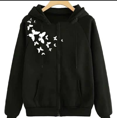 1 Pc Women's Stitched Fleece Printed Pullover Hoodie