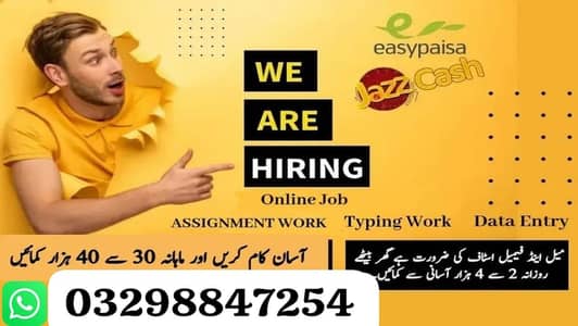 Assignment/Typing/Deta entry/Male ,female /online job/homebase