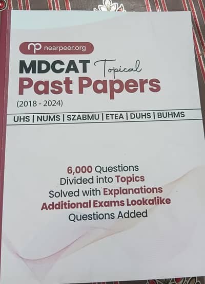 NEAR PEER MDCAT PAST PAPERS topical latest edition