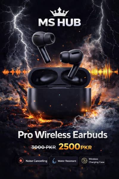 Pro Wireless Earbuds With Case | Black Color | MS HUB
