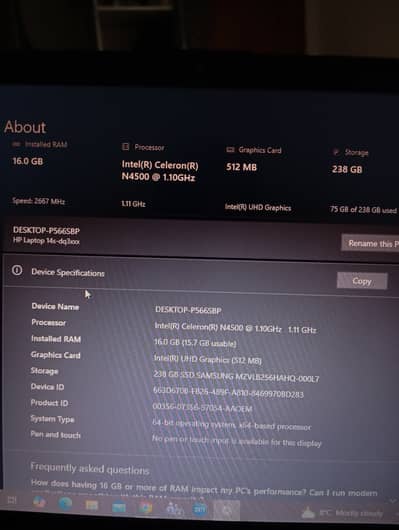  HP 14s Laptop – 16GB RAM – Only 20 Days Used – Complete Box – Urge