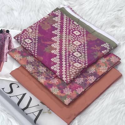 SAYA 3 Piece Unstitched Lawn Suit – All Colors Available