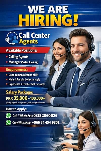 CSR Required / Calling Agents Jobs / Experienced Staff Required / Jobs