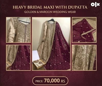 BRIDAL MAXI / WALIMA DRESS / BRIDAL WEAR MAHROON / GREY MAXI