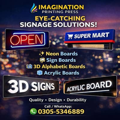 3D Acrylic Signage in Rawalpindi/ backlight board/Neon Sign /3D board